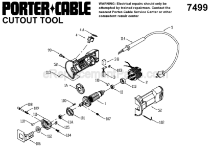 Page A Diagram and Parts List for  Porter Cable Router
